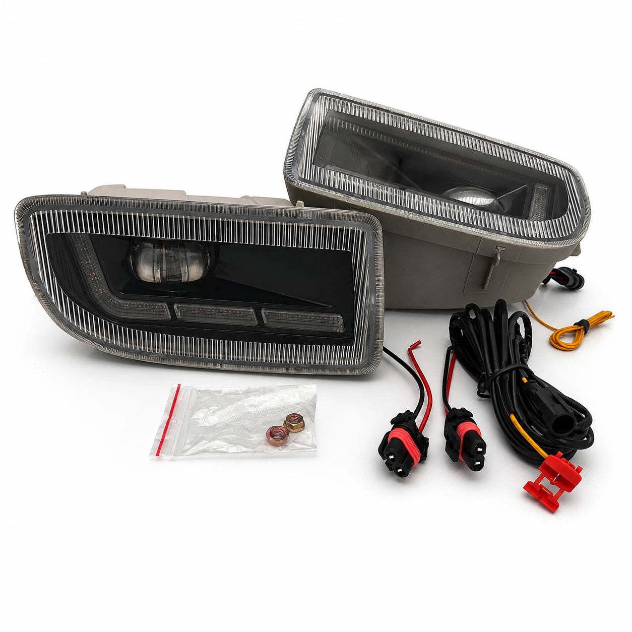 Dual Color LED Fog Signal DRL Light Kit for1998-2007 Toyota Land Cruiser as Functions White DRL Light,Amber Signal Lights OEM# TO2592101 / TO2593101