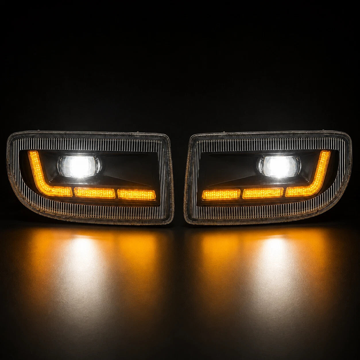 Dual Color LED Fog Signal DRL Light Kit for1998-2007 Toyota Land Cruiser as Functions White DRL Light,Amber Signal Lights OEM# TO2592101 / TO2593101